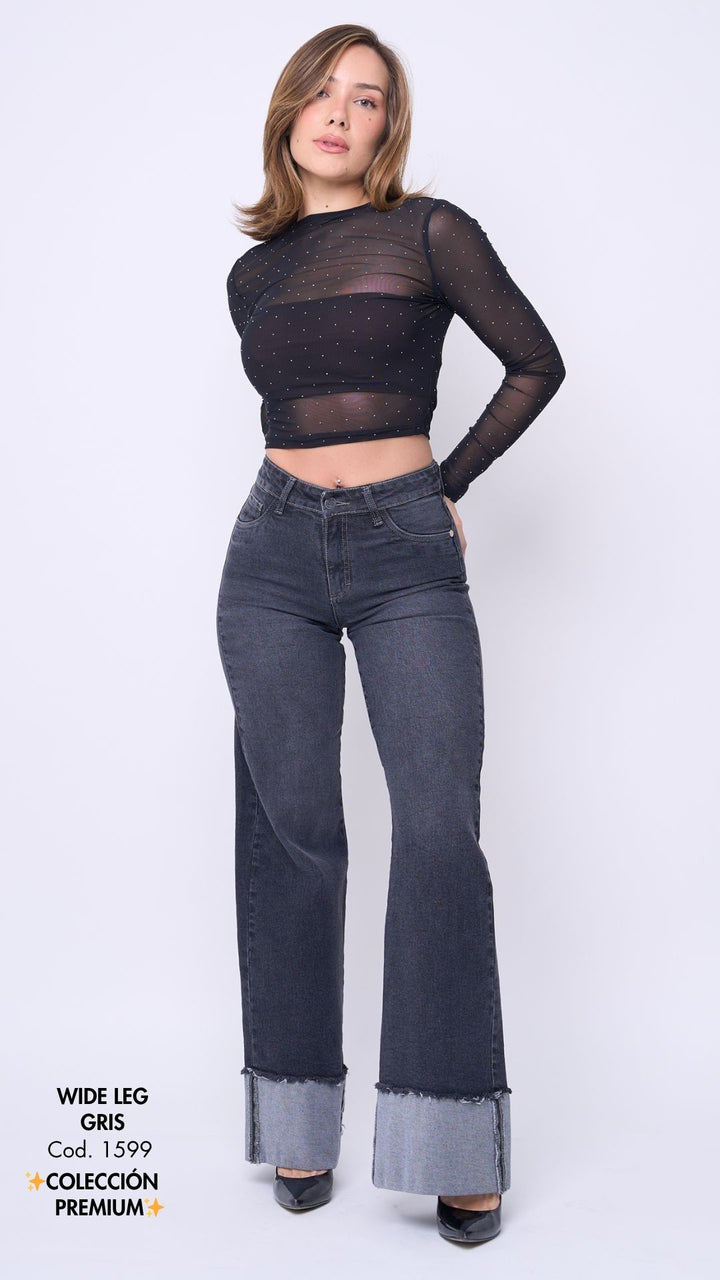WIDE LEG GRIS C1599