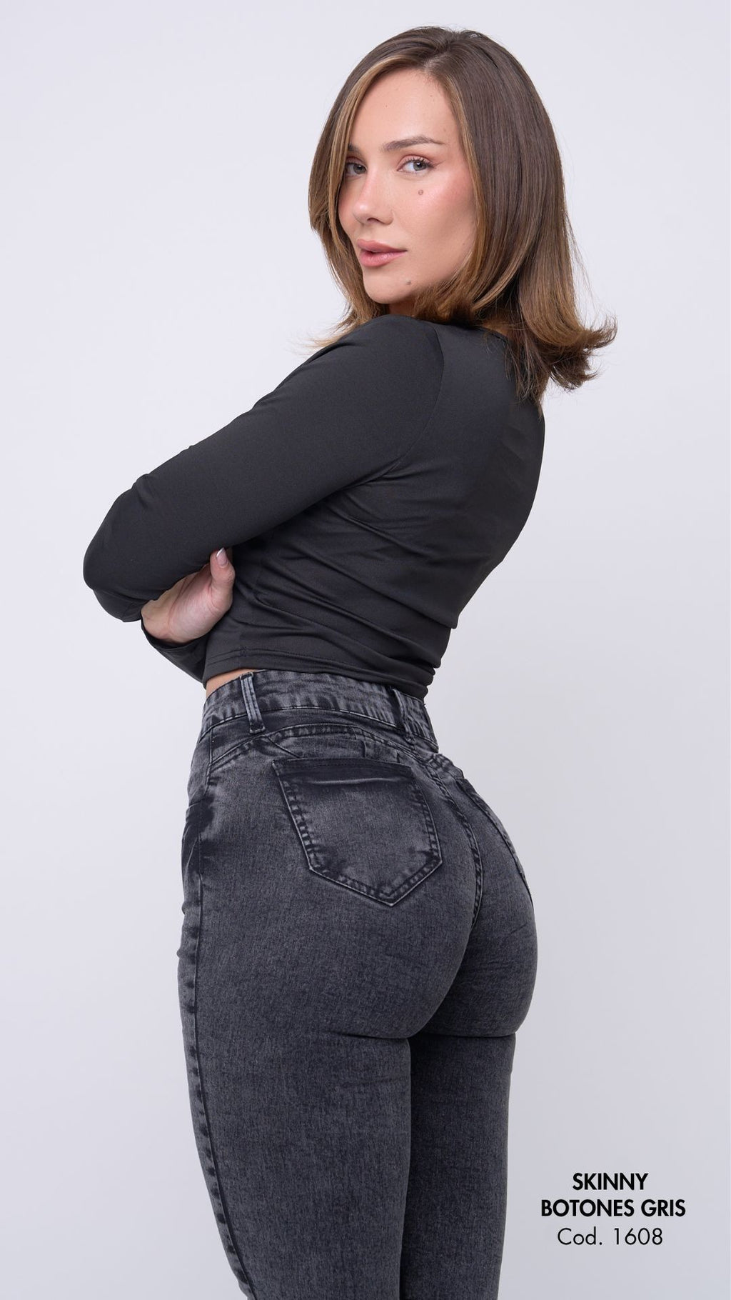 SKINNY BOTONES GRIS