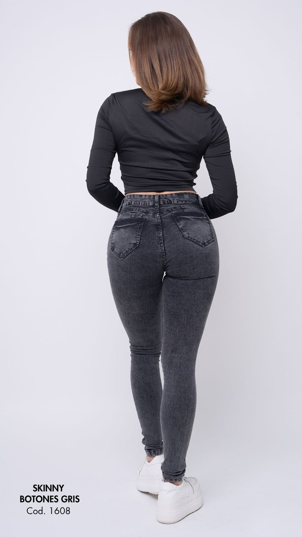 SKINNY BOTONES GRIS