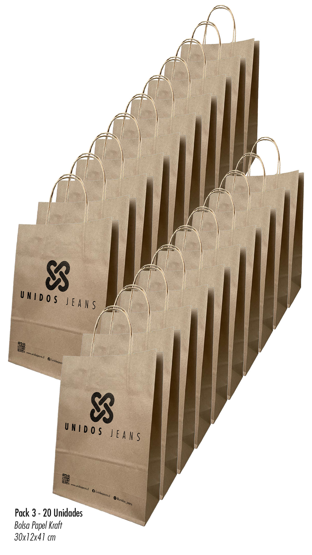 T - Bolsa Papel Unidos Grande 30x12x41 cm